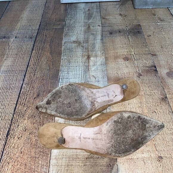 Veronica Beard Women’s Size 7M Suede Mules Heels Camel miriam - Picture 10 of 12